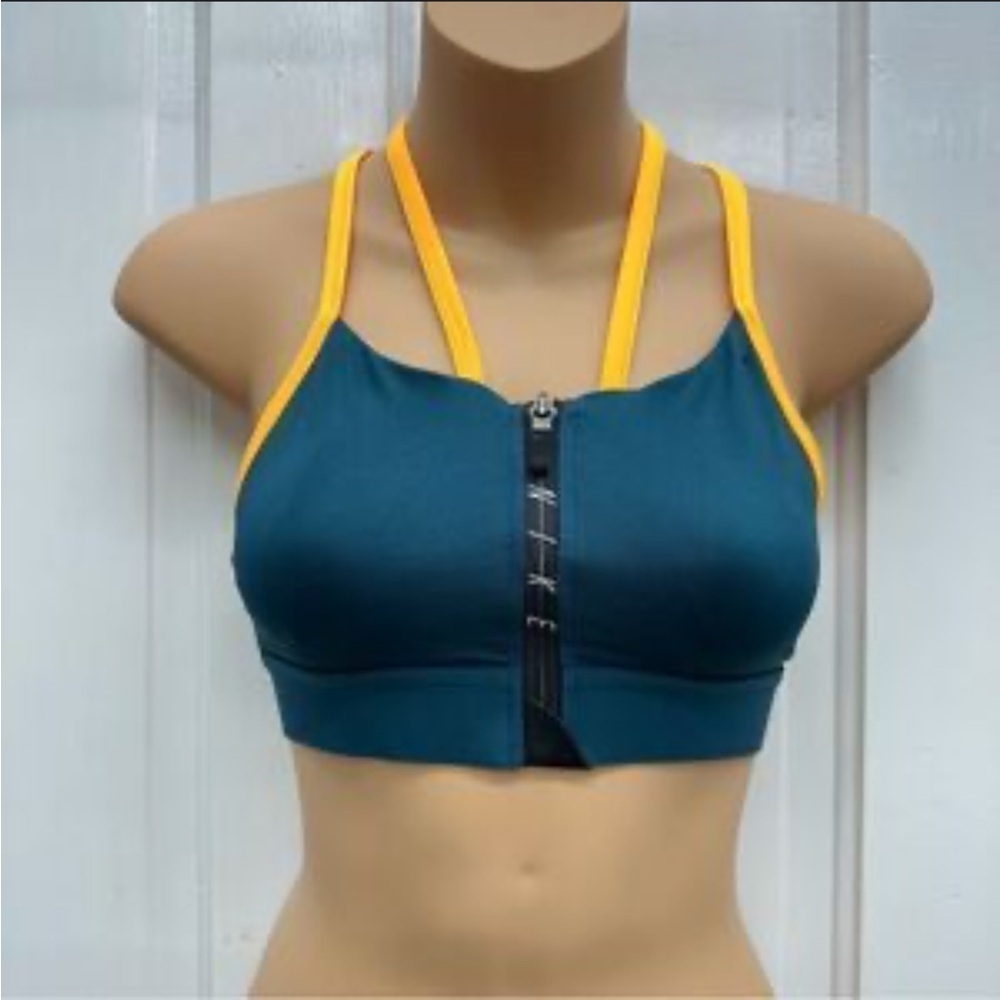Nike Teal and Yellow Sports Bra